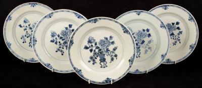 Five Chinese blue and white