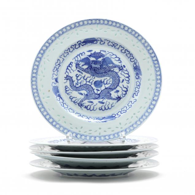 FIVE CHINESE BLUE AND WHITE RICE