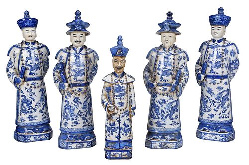 FIVE CHINESE BLUE AND WHITE