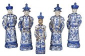 FIVE CHINESE BLUE AND WHITE PO