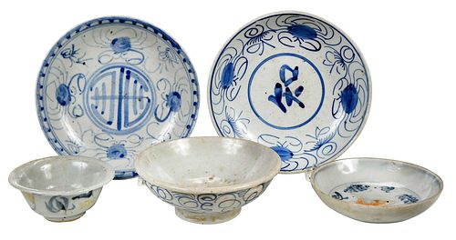 FIVE CHINESE BLUE AND WHITE