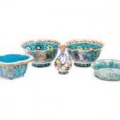 Five Chinese Blue Ground Clois