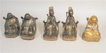 Five Chinese bronze and enamel