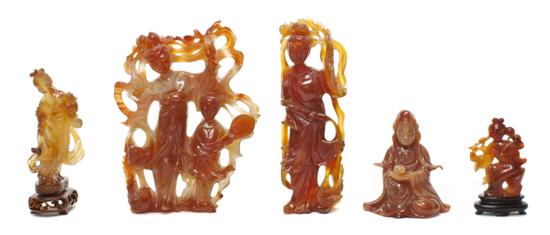 *Five Chinese Carved Hardstone
