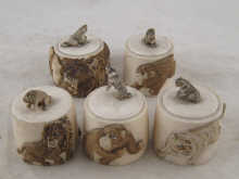 Five Chinese carved ivory boxes