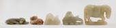 FIVE CHINESE CELADON JADE ANIM