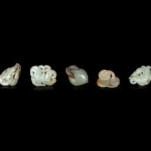 Five Chinese Celadon Jade Carv