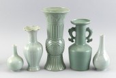 FIVE CHINESE CELADON PORCELAIN
