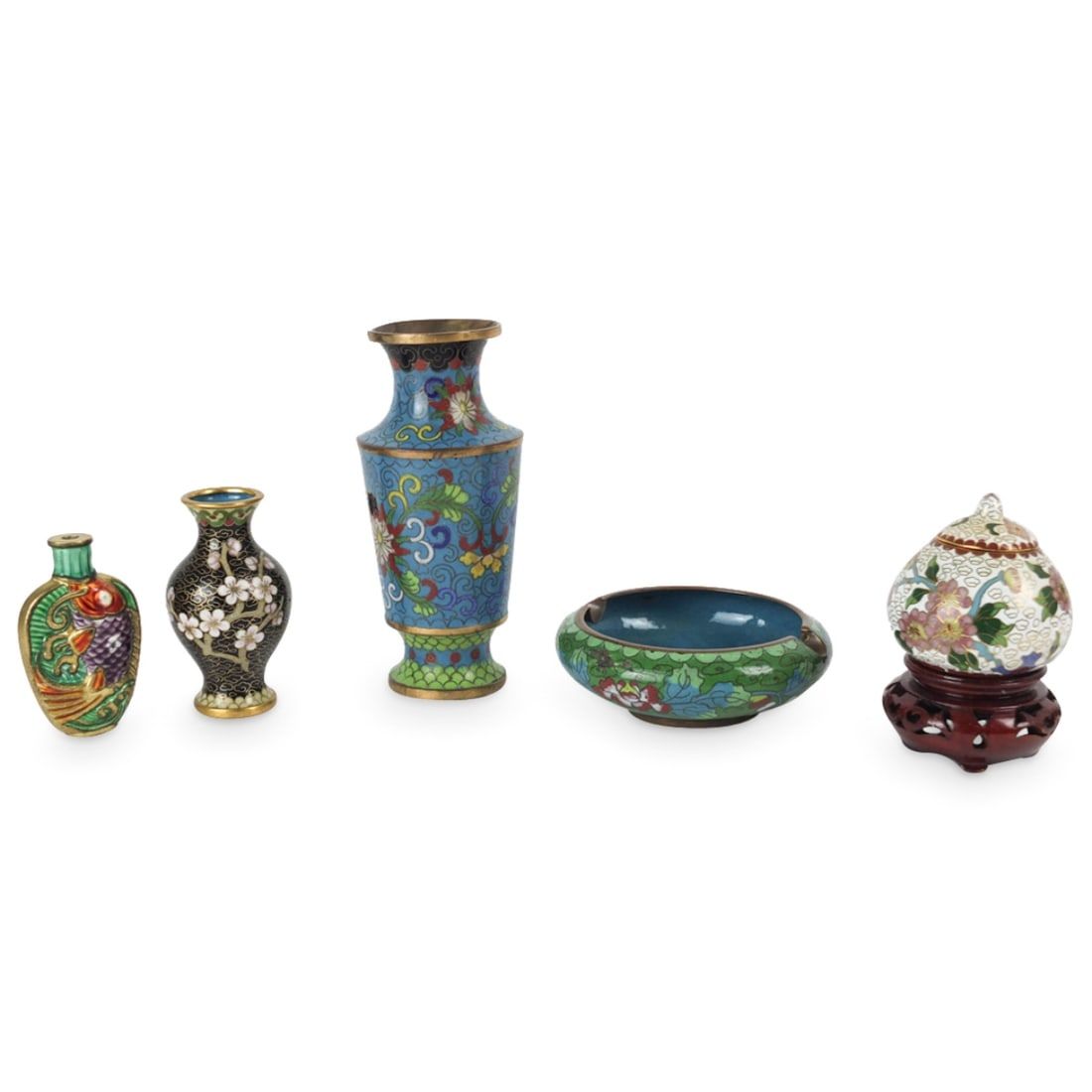 FIVE CHINESE CLOISONNé ENAMEL