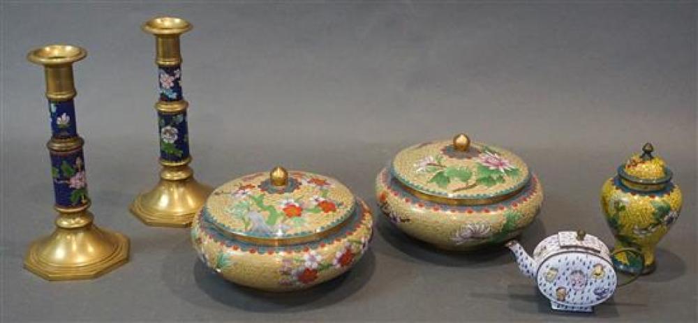 FIVE CHINESE CLOISONNE TABLE