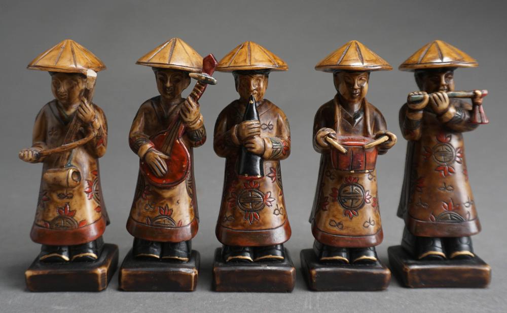 FIVE CHINESE COMPOSITE FIGURINES OF