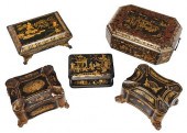 FIVE CHINESE EXPORT LACQUERED