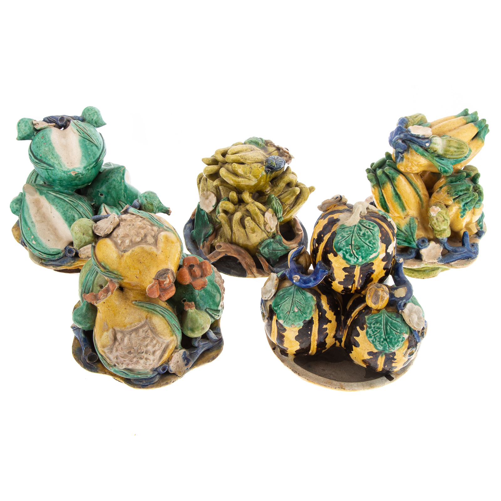FIVE CHINESE GLAZED TERRACOTTA