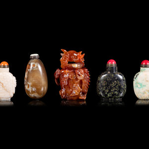 Five Chinese Hardstone Snuff