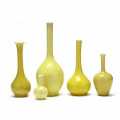 FIVE CHINESE MONOCHROME YELLOW