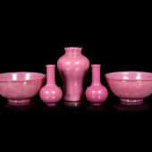 Five Chinese Opaque Pink Glass