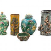Five Chinese Polychrome Glazed