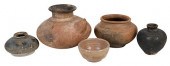 FIVE CHINESE POTTERY AND STONE