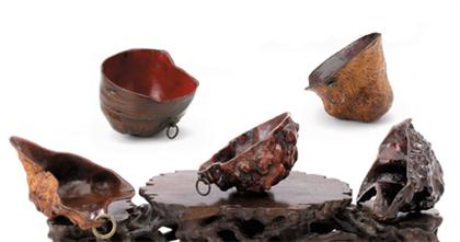 Five Chinese root wood and burl