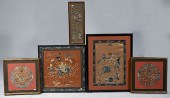 FIVE CHINESE SILK NEEDLEWORK P