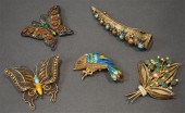FIVE CHINESE SILVER, GILT AND