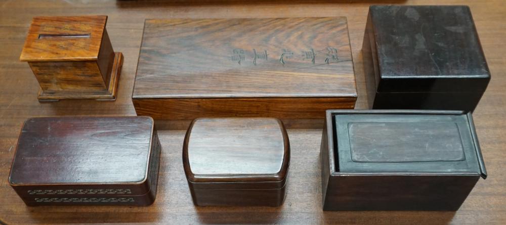 FIVE CHINESE TEAK AND OTHER