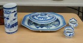 FIVE CHINESE WILLOWWARE TABLE