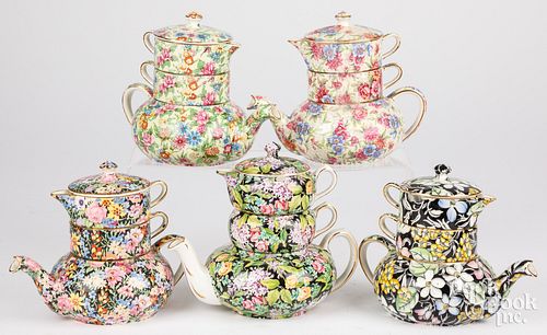 FIVE CHINTZ PORCELAIN THREE PIECE