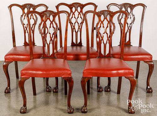 FIVE CHIPPENDALE STYLE MAHOGANY
