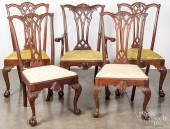 FIVE CHIPPENDALE STYLE MAHOGAN