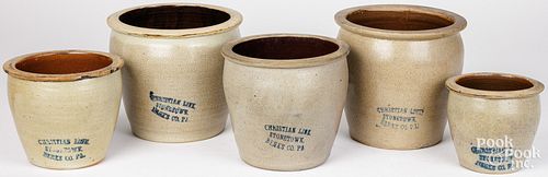 FIVE CHRISTIAN LINK STONEWARE