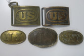 FIVE CIVIL WAR BRASS BUCKLES A