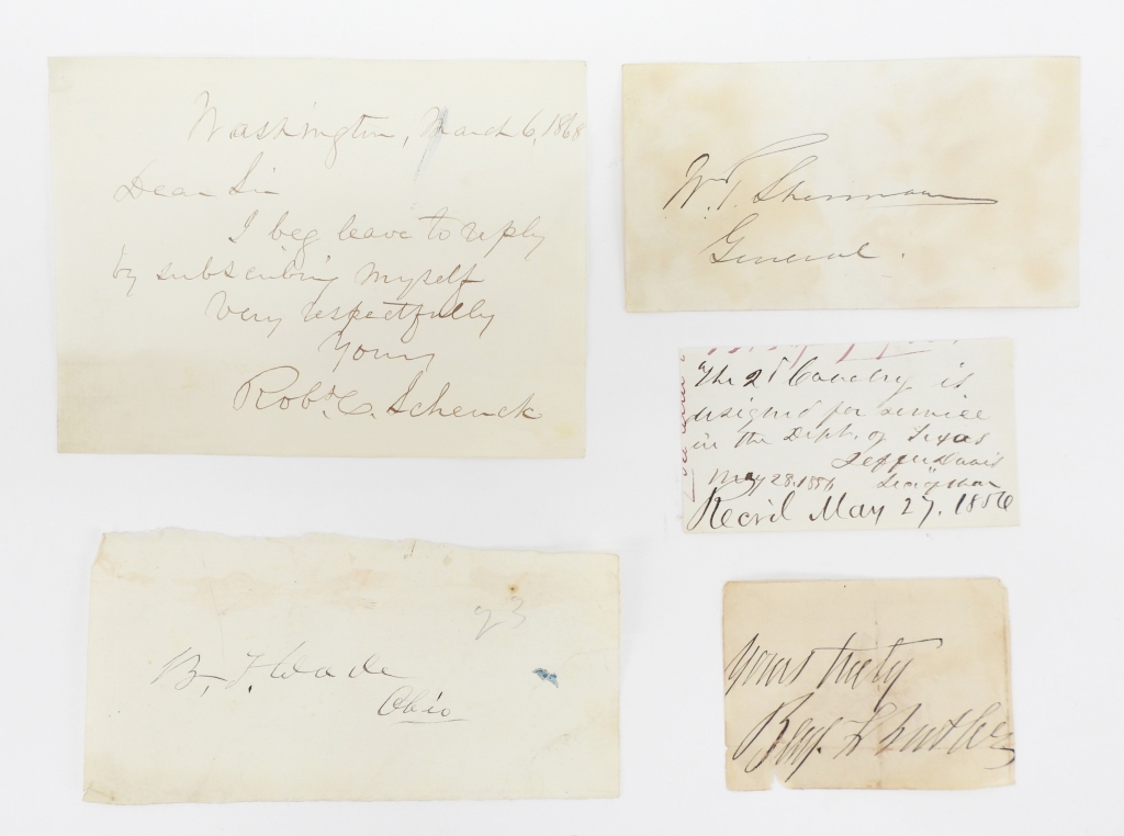 FIVE CIVIL WAR-ERA AUTOGRAPHS