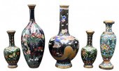 FIVE CLOISONNE CABINET VASESFi