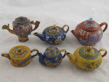 Five cloisonne enamelled
