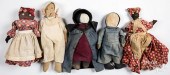 FIVE CLOTH DOLLS, TO INCLUDE A