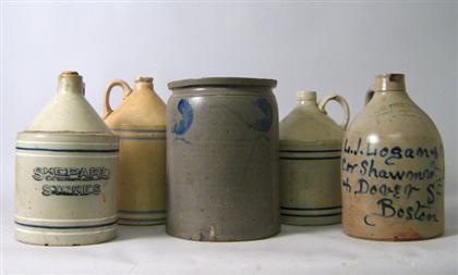 Five Cobalt-decorated stoneware