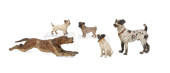 FIVE COLD PAINTED BRONZE DOG F