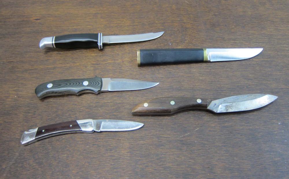 FIVE COLLECTIBLE KNIVES: "RUSSELL