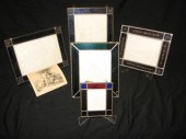 Five colored glass framed lith
