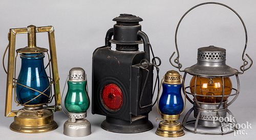 FIVE COLORED GLASS LANTERNSFive