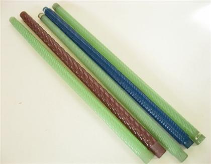 Five colored glass towel racks   
