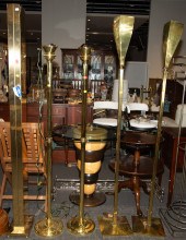 FIVE CONTEMPORARY BRASS FLOOR
