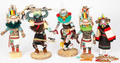FIVE CONTEMPORARY CARVED AND P