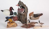 FIVE CONTEMPORARY CARVED DUCK