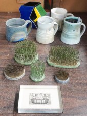 FIVE CONTEMPORARY CERAMIC MUGS