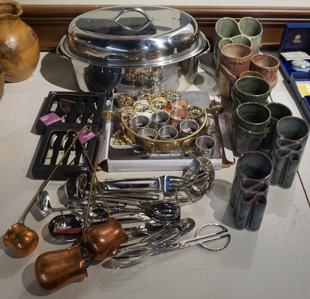 FIVE CONTEMPORARY POTTERY UTENSIL