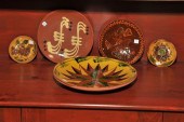 FIVE CONTEMPORARY REDWARE PLAT