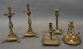 FIVE CONTINENTAL BRASS CANDLES