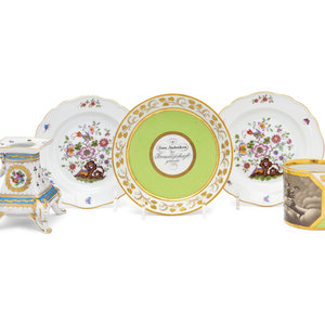 Five Continental Porcelain Articles